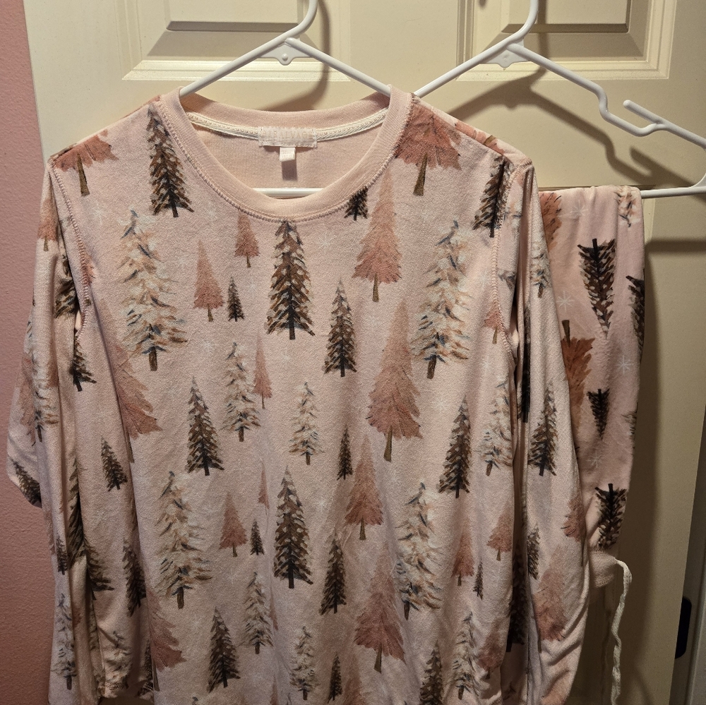PJ Salvage Pink Tree Print Pajama Set